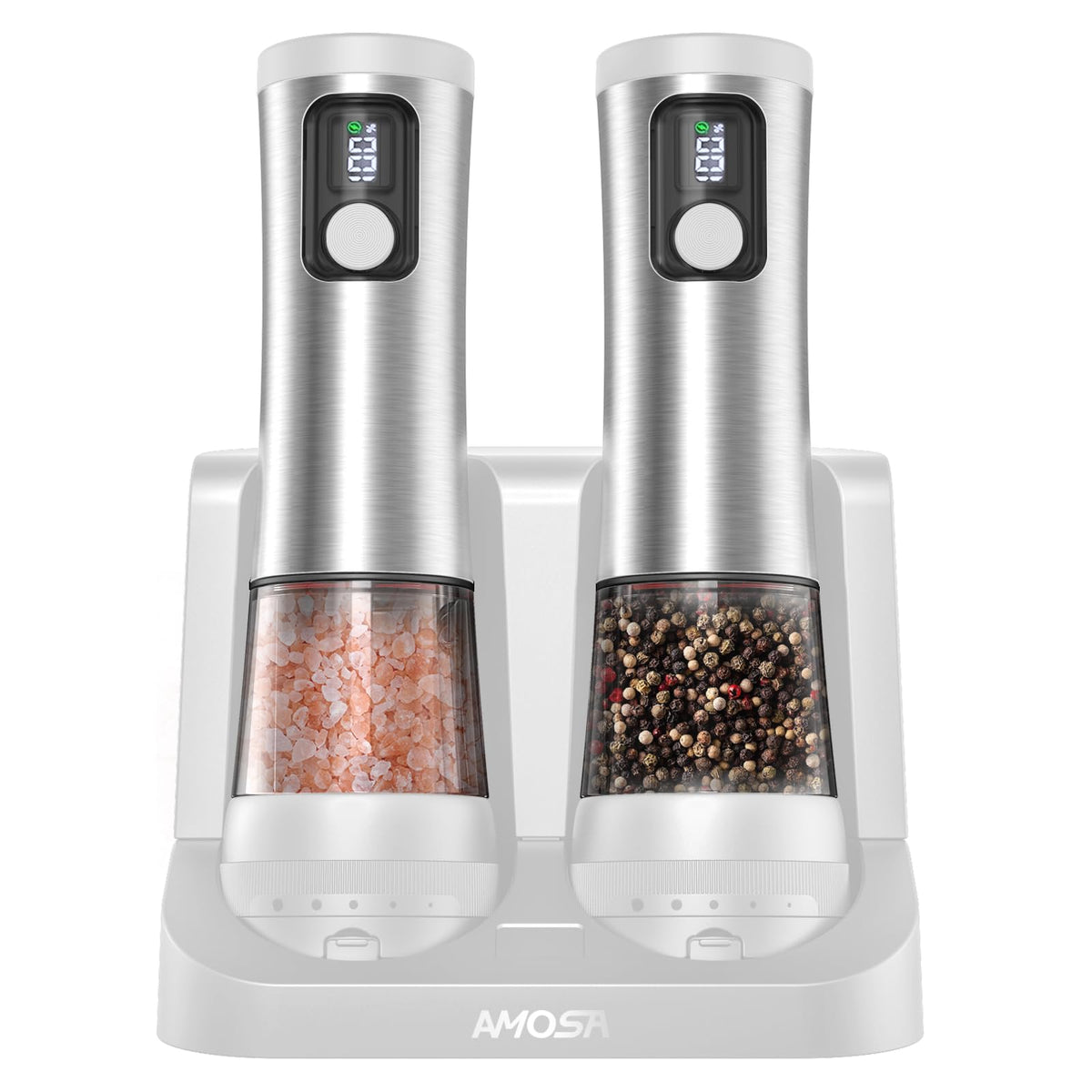 AMOSA Moulin à Poivre Électrique, 2 en 1 Double Réservoir, USB Rechargeable - View 4