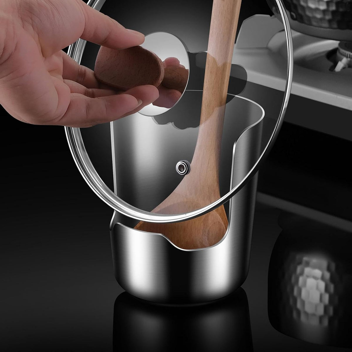 Support Couvercle Cuisine en Acier Inoxydable, Repose Cuillère - View 4