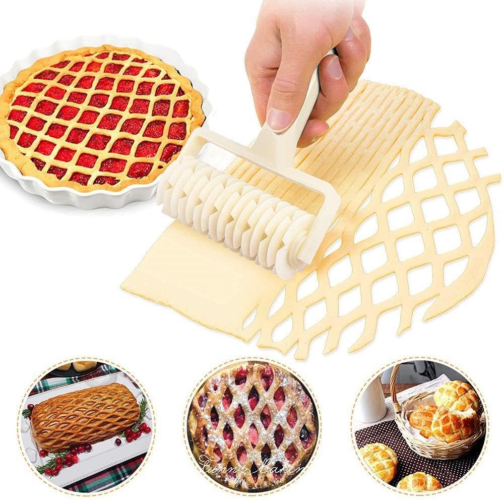 Rouleau coupant à Losanges pour treillages, pâtisserie Treillis Cutter Creative Pâte à Pain Cookie Pie Pizza Lattice DIY Outil de décoration Plastique Blanc Bricolage Amusant - View 6