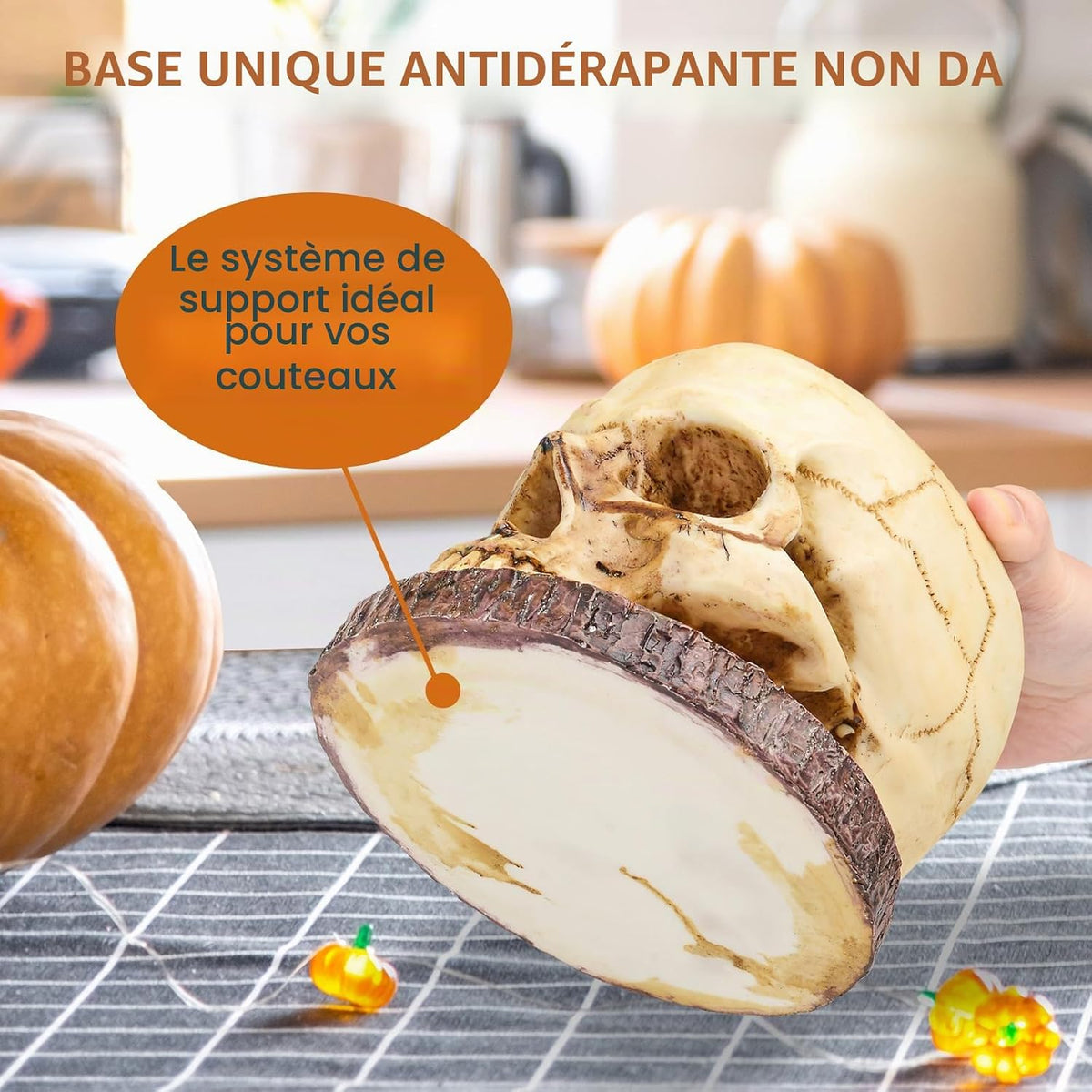 Porte-couteaux en forme de crâne Zombie – Organisateur pour couteaux squelette horreur – Gadget gothique pour décoration de la maison – Nouveautés Halloween - View 4