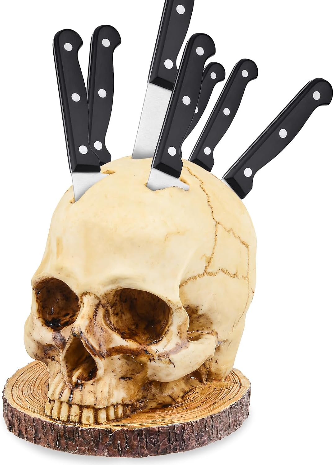 Porte-couteaux en forme de crâne Zombie – Organisateur pour couteaux squelette horreur – Gadget gothique pour décoration de la maison – Nouveautés Halloween