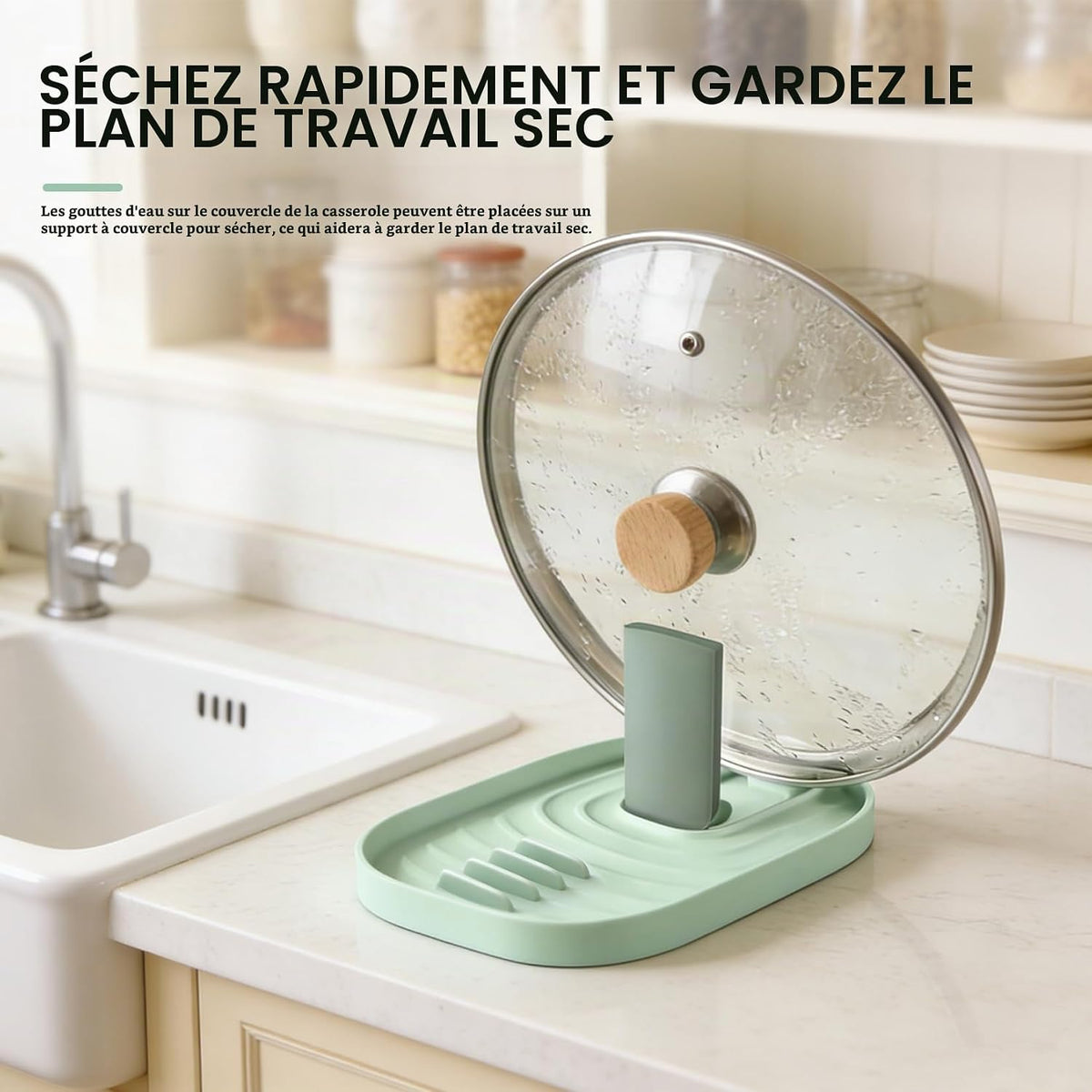 Lot de 2 repose-cuillères pour cuisinière - Multifonctionnel - Pliable - Pour ustensiles de cuisine - Vert - View 8