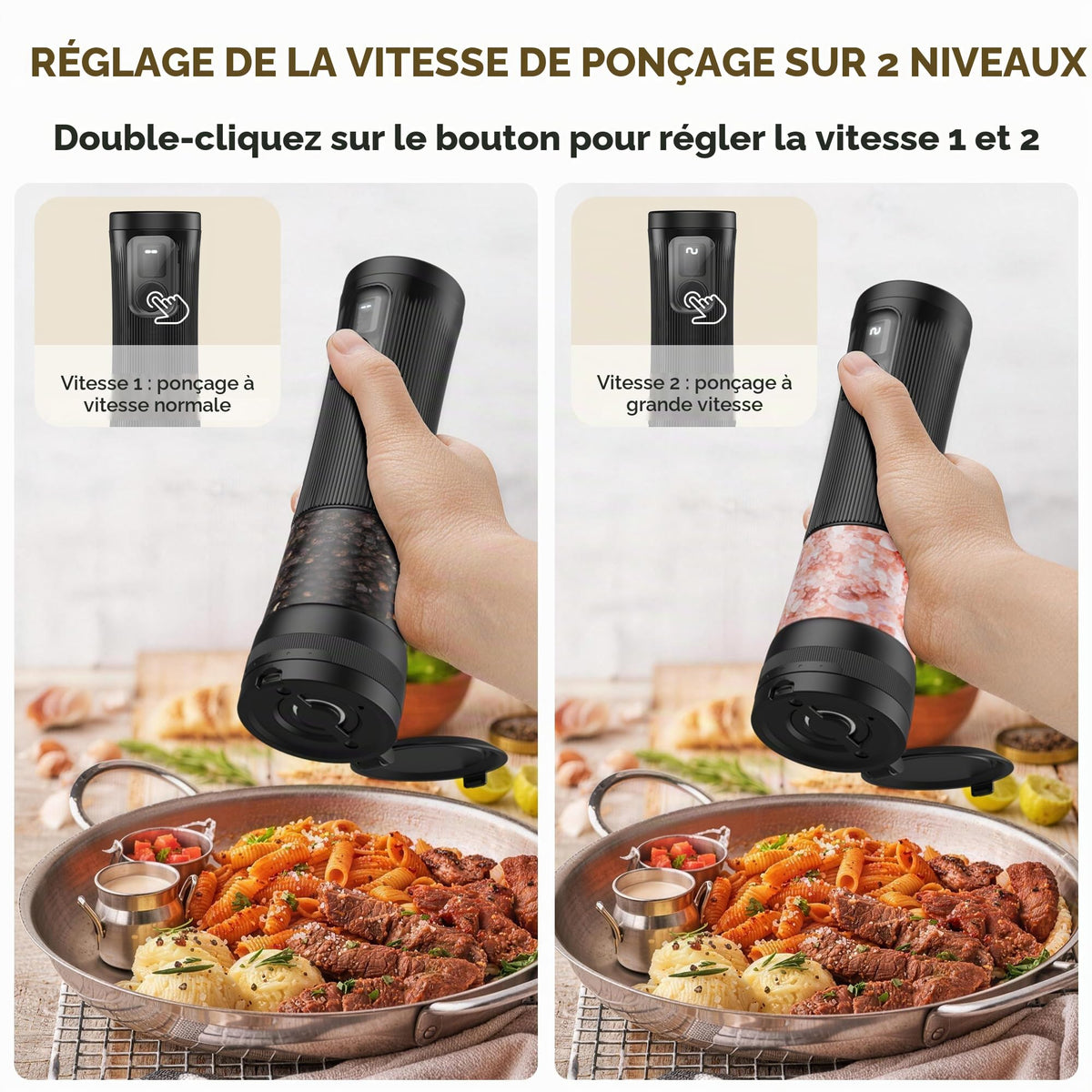 AMOSA Moulin à Poivre Électrique, 2 en 1 Double Réservoir, USB Rechargeable - View 24
