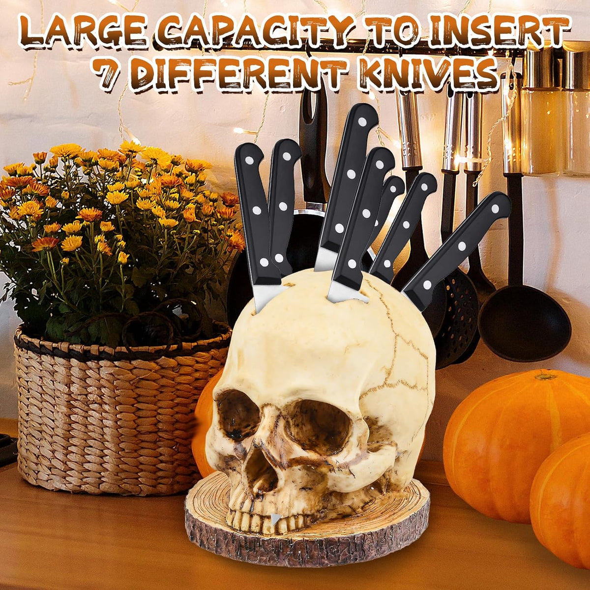 Porte-couteaux en forme de crâne Zombie – Organisateur pour couteaux squelette horreur – Gadget gothique pour décoration de la maison – Nouveautés Halloween - View 5