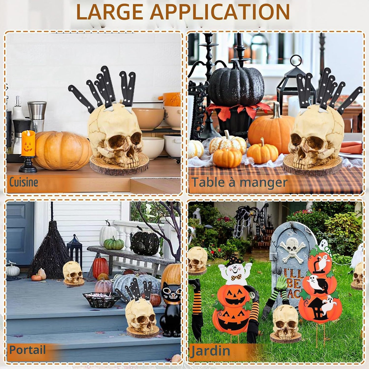 Porte-couteaux en forme de crâne Zombie – Organisateur pour couteaux squelette horreur – Gadget gothique pour décoration de la maison – Nouveautés Halloween - View 7