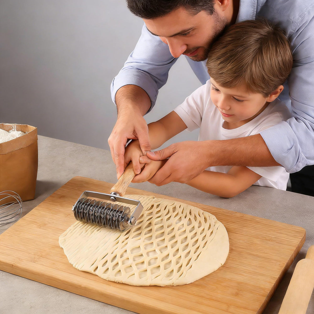 Rouleau coupant à Losanges pour treillages, pâtisserie Treillis Cutter Creative Pâte à Pain Cookie Pie Pizza Lattice DIY Outil de décoration Plastique Blanc Bricolage Amusant - View 19